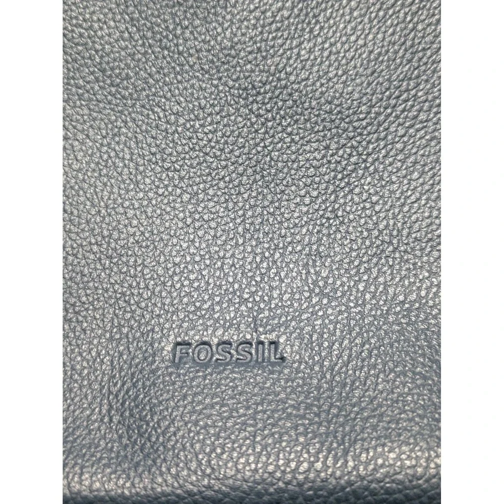 Fossil Navy Blue Leather Purse  Crossbody- Gold Toned Hardware-Square